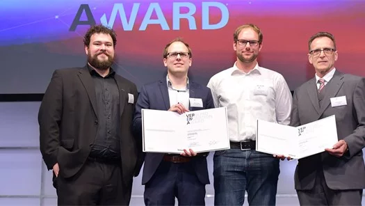Andreas Hingel, Ing. Bernhard Adler, Christian Rakusch (ecop Technologies GmbH) und A.o. Univ.Prof. Dipl.-Ing. Dr. Karl Ponweiser (TU Wien) bei der Preisverleihung des VERENA-Awards.